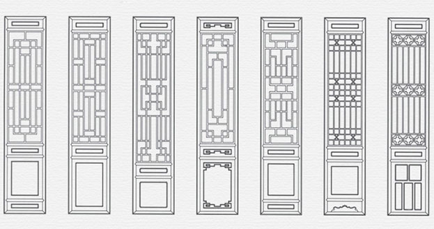 康定常用中式仿古花窗图案隔断设计图